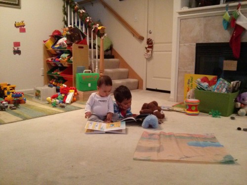 Reading with brother
