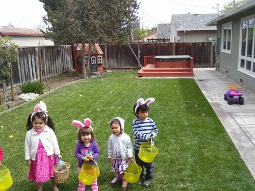 Happy Easter. Getting ready for egg hunting