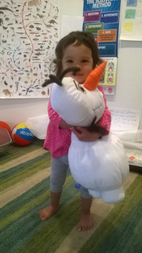Abu lectures us for buying you guys too many toys, and she buys you an Olaf