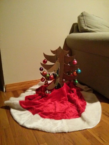 This is our Christmas tree this year. We'll resume our usual tree tradition next year