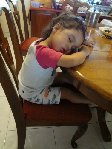 Asleep after lunch