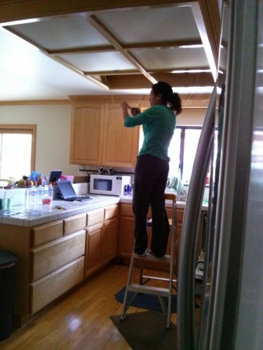 Mama being handy & replacing our kitchen lights with LEDs