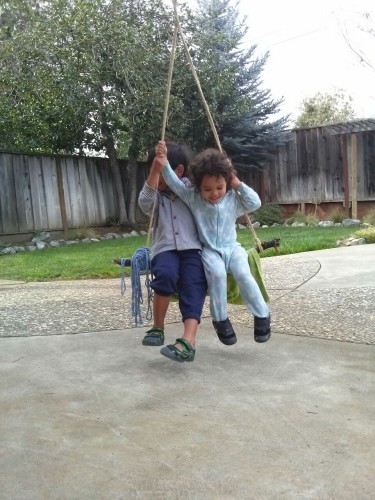 J wanted to swing with j but j said she was scared